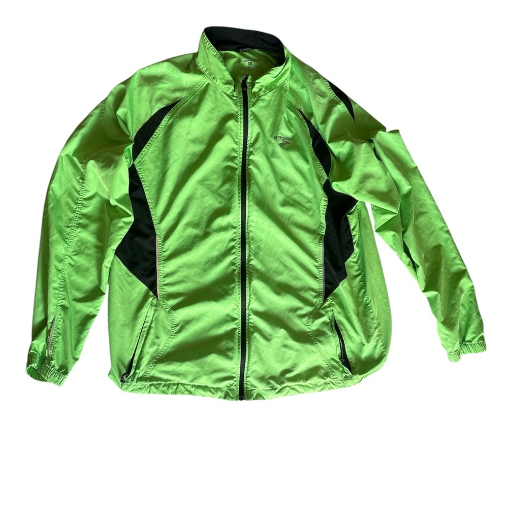 Brooks Neon Green Running Jacket Women’s XL Windbreaker